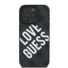 Husa spate Guess din piele PU 4G Big Love Logo MagSafe pentru iPhone 16 Pro, neagră