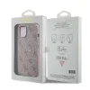 Husă spate Guess din piele PU 4G cu inel colorat MagSafe pentru iPhone 14, roz