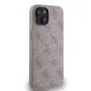 Husă spate Guess din piele PU 4G cu inel colorat MagSafe pentru iPhone 14, roz