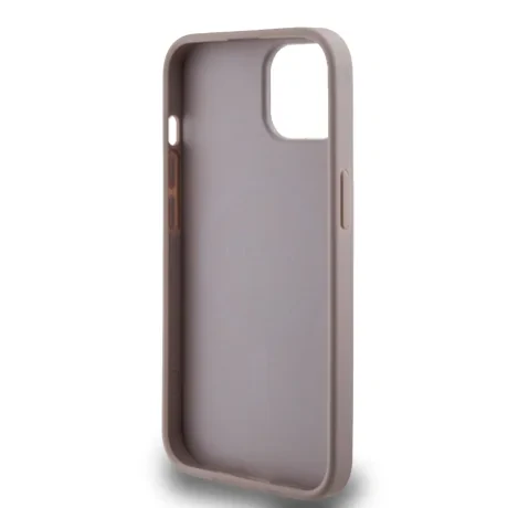 Husă spate Guess din piele PU 4G cu inel colorat MagSafe pentru iPhone 14, roz