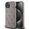 Husă spate Guess din piele PU 4G cu inel colorat MagSafe pentru iPhone 14, roz
