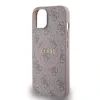 Husă spate Guess din piele PU 4G cu inel colorat MagSafe pentru iPhone 14, roz