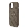 Husa spate Guess din piele PU 4G cu inel colorat MagSafe pentru iPhone 15, maro