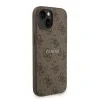 Husa spate Guess din piele PU 4G cu inel colorat MagSafe pentru iPhone 15, maro