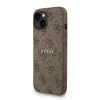 Husa spate Guess din piele PU 4G cu inel colorat MagSafe pentru iPhone 15, maro