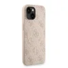 Husa spate Guess din piele PU 4G cu inel colorat MagSafe pentru iPhone 15, roz