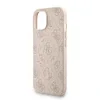 Husa spate Guess din piele PU 4G cu inel colorat MagSafe pentru iPhone 15, roz