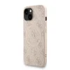 Husa spate Guess din piele PU 4G cu inel colorat MagSafe pentru iPhone 15, roz