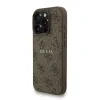Husa spate Guess din piele PU 4G cu inel colorat MagSafe pentru iPhone 16 Pro, maro