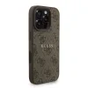 Husă spate Guess din piele PU 4G cu inel colorat MagSafe pentru iPhone 16 Pro Max, maro