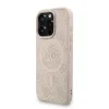 Husa spate Guess din piele PU 4G cu inel colorat MagSafe pentru iPhone 16 Pro, roz