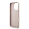 Husa spate Guess din piele PU 4G cu inel colorat MagSafe pentru iPhone 16 Pro, roz
