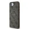 Husa spate Guess din piele PU 4G cu inel colorat MagSafe pentru iPhone 16e/17e, maro