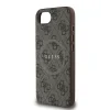 Husa spate Guess din piele PU 4G cu inel colorat MagSafe pentru iPhone 16e/17e, maro