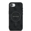 Husa spate Guess din piele PU 4G cu inel colorat MagSafe pentru iPhone 16e/17e, neagră
