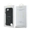 Husa spate Guess din piele PU 4G cu inel colorat MagSafe pentru iPhone 16e/17e, neagră