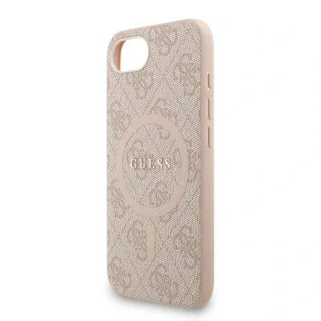 Husa spate Guess din piele PU 4G cu inel colorat MagSafe pentru iPhone 16e/17e, roz