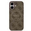 Husa spate Guess din piele PU 4G cu inel colorat MagSafe pentru iPhone 17, maro