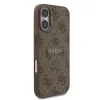 Husa spate Guess din piele PU 4G cu inel colorat MagSafe pentru iPhone 17, maro