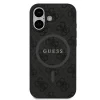 Husă spate Guess din piele PU 4G cu inel colorat MagSafe pentru iPhone 17, neagră