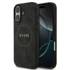 Husă spate Guess din piele PU 4G cu inel colorat MagSafe pentru iPhone 17, neagră
