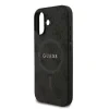 Husă spate Guess din piele PU 4G cu inel colorat MagSafe pentru iPhone 17, neagră