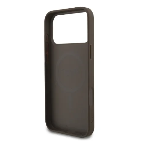 Husă spate Guess din piele PU 4G cu inel colorat MagSafe pentru iPhone 17 Pro Max, maro