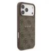 Husă spate Guess din piele PU 4G cu inel colorat MagSafe pentru iPhone 17 Pro Max, maro
