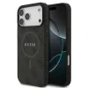 Husă spate Guess din piele PU 4G cu inel colorat MagSafe pentru iPhone 17 Pro Max, neagră