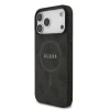 Husă spate Guess din piele PU 4G cu inel colorat MagSafe pentru iPhone 17 Pro Max, neagră