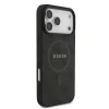 Husă spate Guess din piele PU 4G cu inel colorat MagSafe pentru iPhone 17 Pro Max, neagră