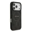 Husă spate Guess din piele PU 4G cu inel colorat MagSafe pentru iPhone 17 Pro, neagră
