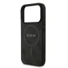 Husă spate Guess din piele PU 4G cu inel colorat MagSafe pentru iPhone 17 Pro, neagră