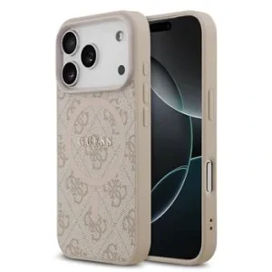 Husă spate Guess din piele PU 4G cu inel colorat MagSafe pentru iPhone 17 Pro, roz
