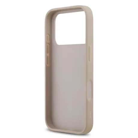 Husă spate Guess din piele PU 4G cu inel colorat MagSafe pentru iPhone 17 Pro, roz