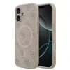 Husă spate Guess din piele PU 4G cu inel colorat MagSafe pentru iPhone 17, roz