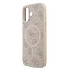 Husă spate Guess din piele PU 4G cu inel colorat MagSafe pentru iPhone 17, roz