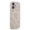 Husă spate Guess din piele PU 4G cu inel colorat MagSafe pentru iPhone 17, roz