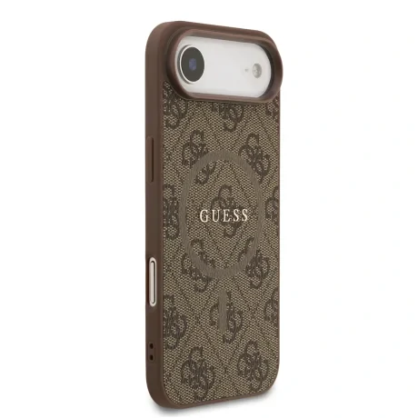 Husa spate Guess din piele PU 4G cu inel colorat MagSafe pentru iPhone Air, maro