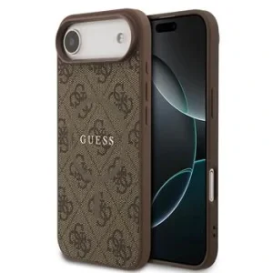 Husa spate Guess din piele PU 4G cu inel colorat MagSafe pentru iPhone Air, maro