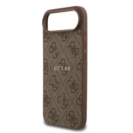 Husa spate Guess din piele PU 4G cu inel colorat MagSafe pentru iPhone Air, maro