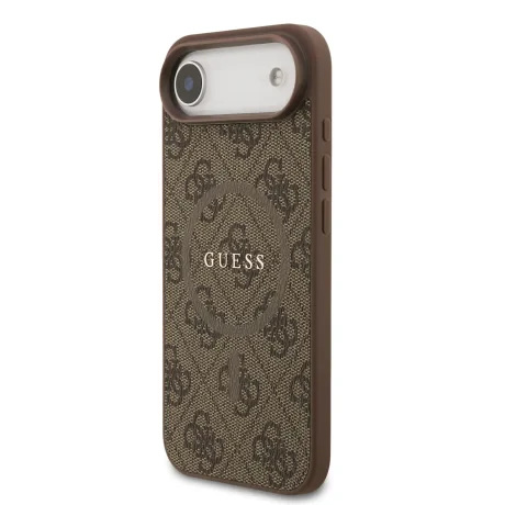 Husa spate Guess din piele PU 4G cu inel colorat MagSafe pentru iPhone Air, maro