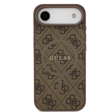 Husa spate Guess din piele PU 4G cu inel colorat MagSafe pentru iPhone Air, maro