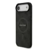 Husa spate Guess din piele PU 4G cu inel colorat MagSafe pentru iPhone Air, neagră