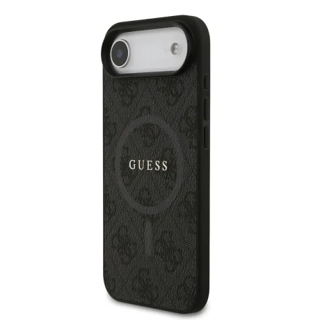 Husa spate Guess din piele PU 4G cu inel colorat MagSafe pentru iPhone Air, neagră