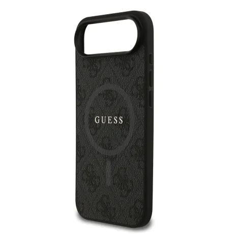 Husa spate Guess din piele PU 4G cu inel colorat MagSafe pentru iPhone Air, neagră