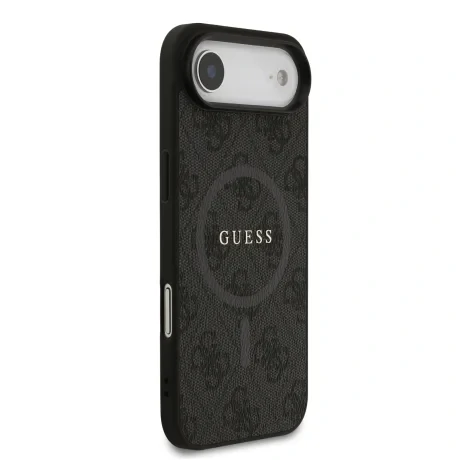 Husa spate Guess din piele PU 4G cu inel colorat MagSafe pentru iPhone Air, neagră