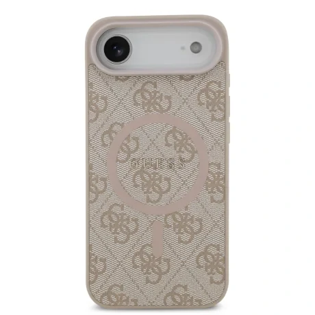 Husa spate Guess din piele PU 4G cu inel colorat MagSafe pentru iPhone Air, roz