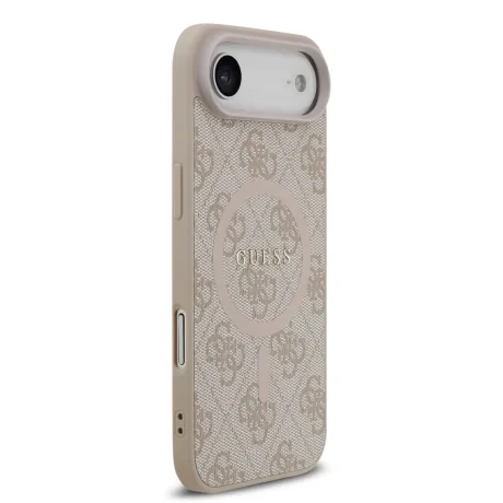 Husa spate Guess din piele PU 4G cu inel colorat MagSafe pentru iPhone Air, roz
