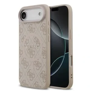 Husa spate Guess din piele PU 4G cu inel colorat MagSafe pentru iPhone Air, roz